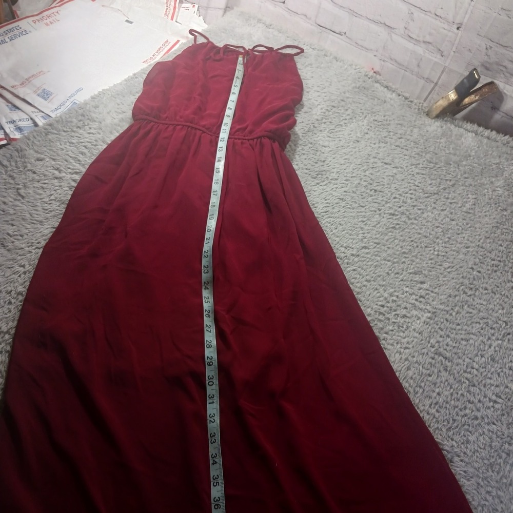 Sweet Storm Halter Neck Maxi Dress #210031 Womens Medium Berry Red Formal Gown - Picture 5 of 8